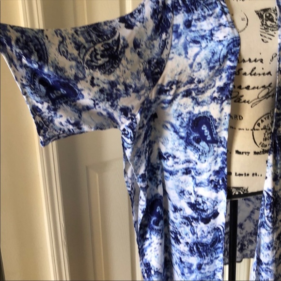 BNWT JW Styles Open Front Blue & White Cardigan - Picture 6 of 8